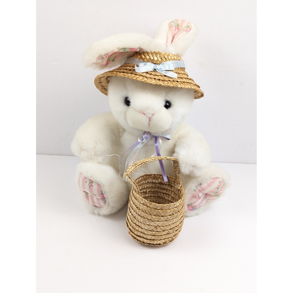 Vintage 1991 America Wego White Plush Easter Bunny Plush Stuffed Animal‎ Toy 12"